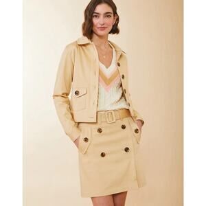 Spartina 449 Women’s Size 16 Danelle Twill Khaki Belted Button Details Skort EUC